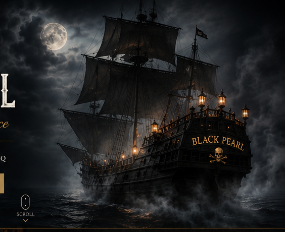 Black Pearl schip in de mist